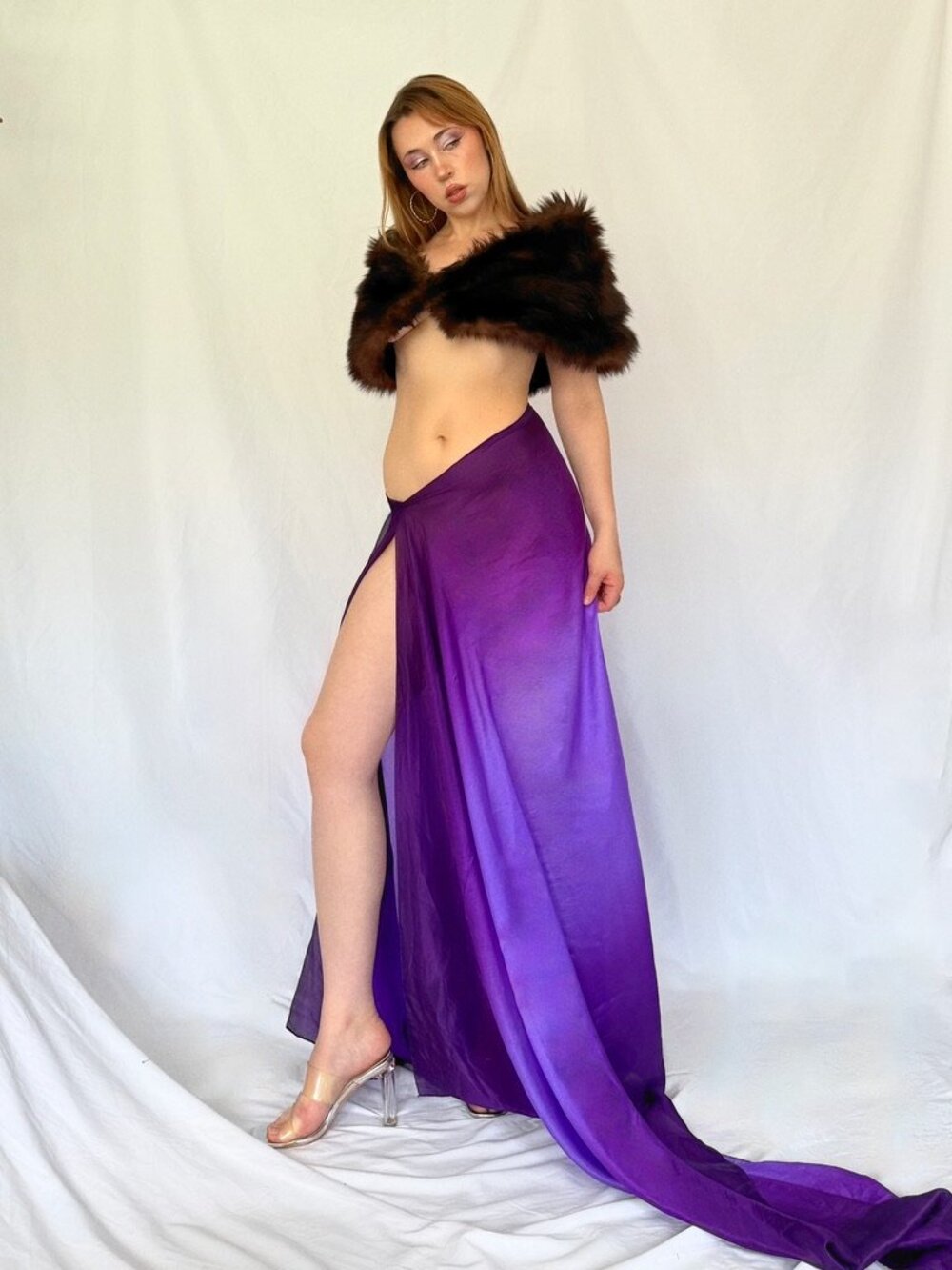 VINTAGE SILK PURPLE OMBRÉ SCARF